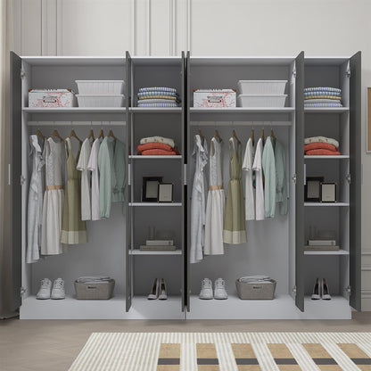 Reflect 2pc Wardrobe Bundle - 3 Door Mirror + 3 Door Mirror - Grey Gloss & Matt White