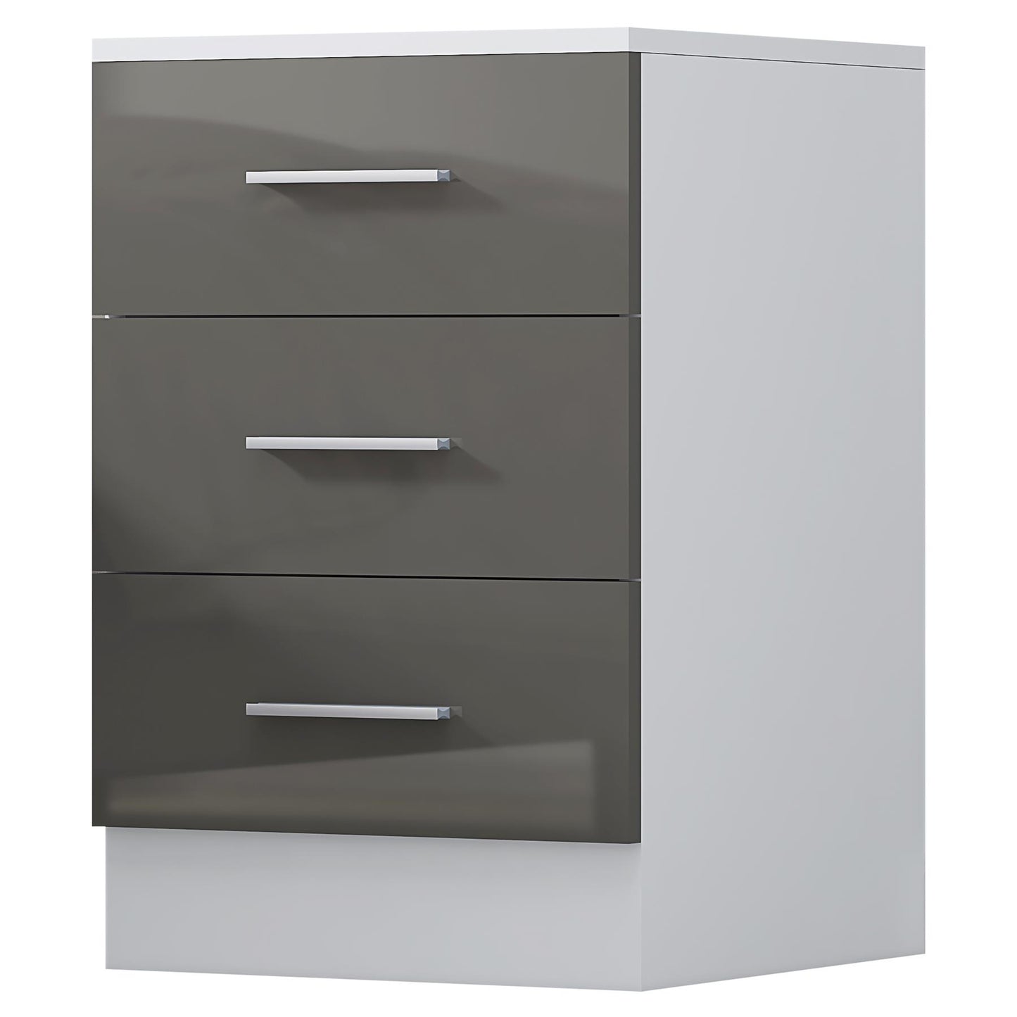 Reflect 3 Drawer Bedside Bundle (2x) - Grey Gloss & Matt White - Modern Bedside
