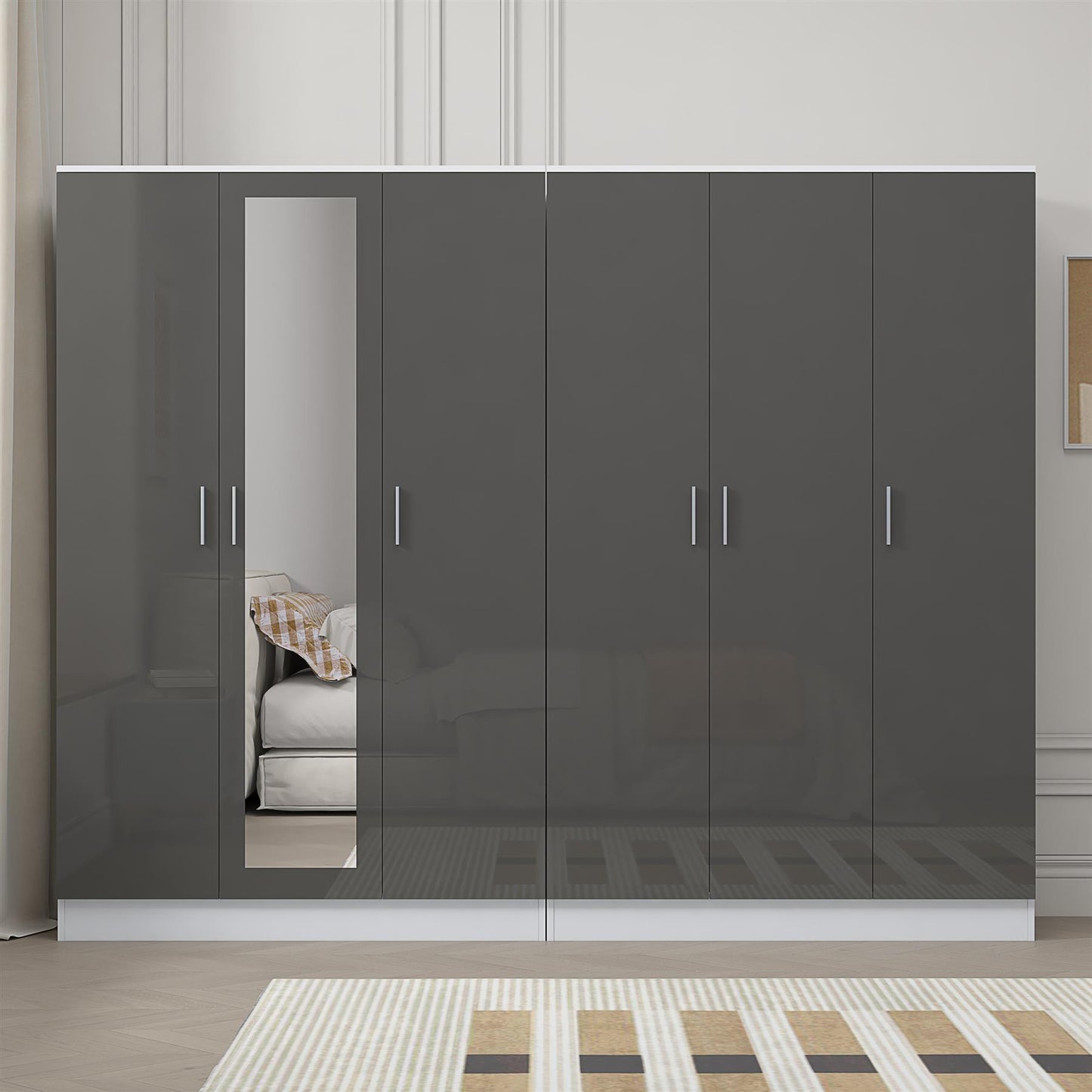 REFLECT 2pc Wardrobe Bundle - 3 Door Mirror + 3 Door Plain - 4 Colour Options