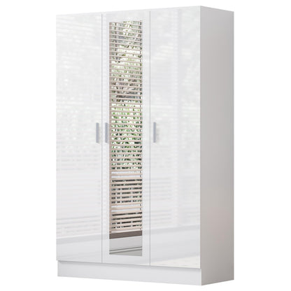 Reflect 4pc Wardrobe Bundle - 2 Door Corner + 3 Door Mirror + 2dr + 1dr Plain - White Gloss & Matt White