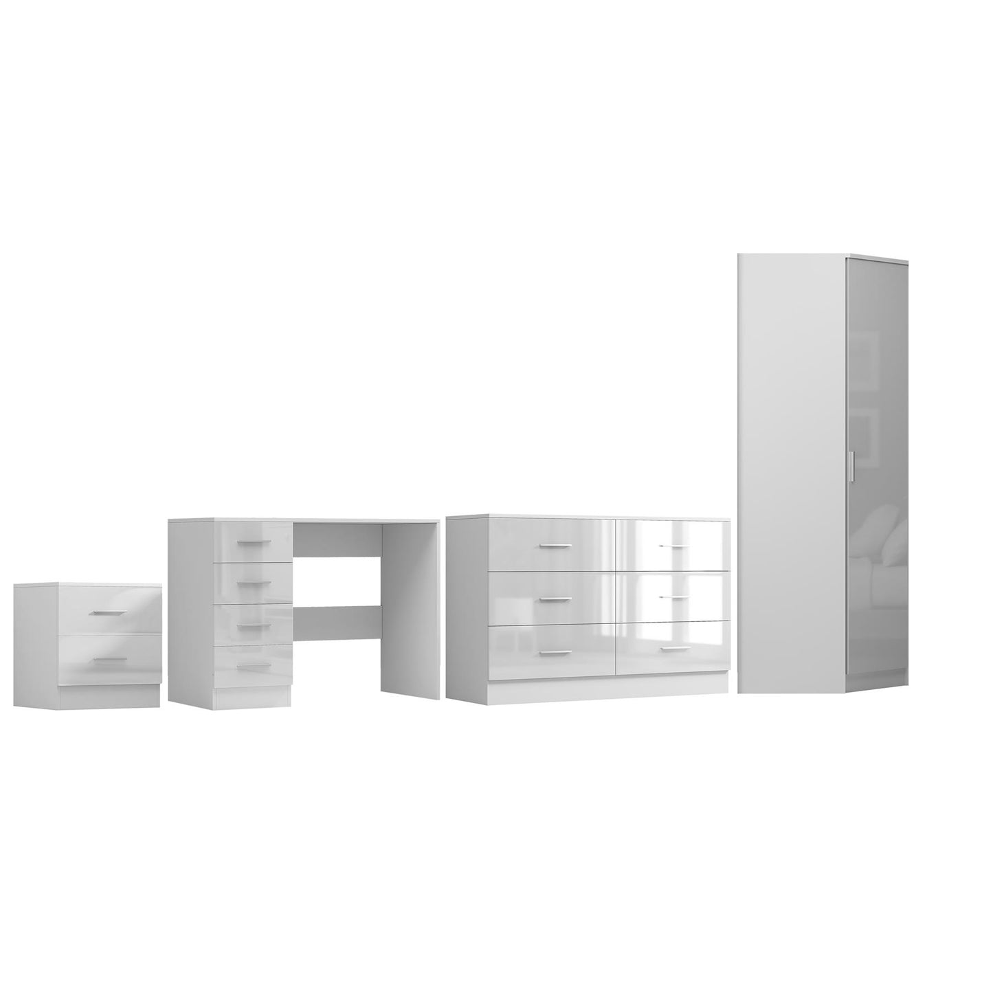 REFLECT 1dr Corner Bedroom Furniture Bundles Chest, Bedsides, Desks - 4 Colours