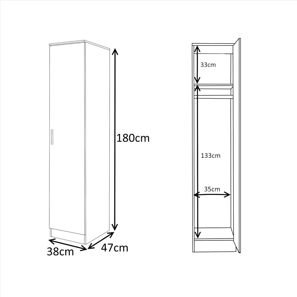Reflect 3pc Wardrobe Bundle - 2 Door Corner + 2x 1 Door Plain - Black Gloss & Walnut - H: 180cm x W: 179cm x D: 103cm