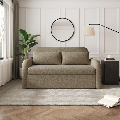 NOMA 2-Seater Boucle Pull Out Sofa Bed with Matching Cushions - Taupe