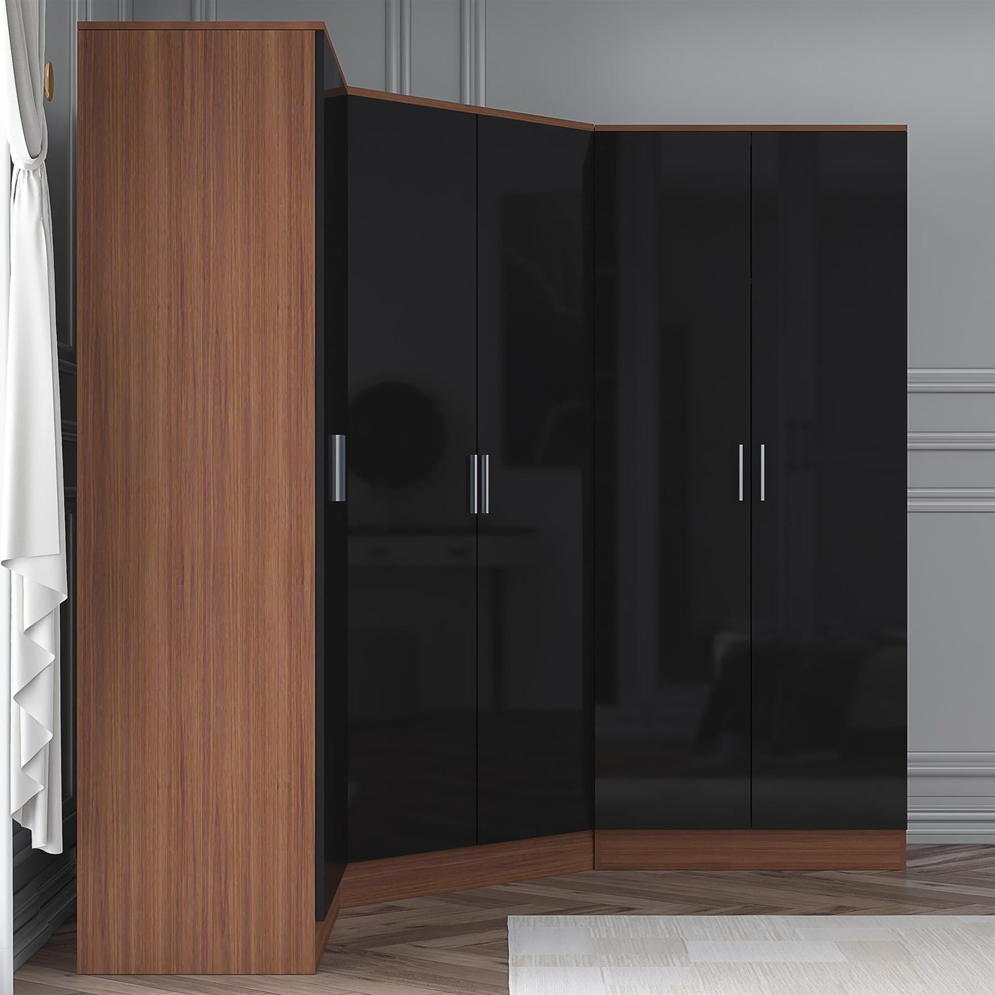 REFLECT Gloss 6 Door Wardrobe Bundle - 2 Door Corner + 2 Door + 2 Door Wardrobe