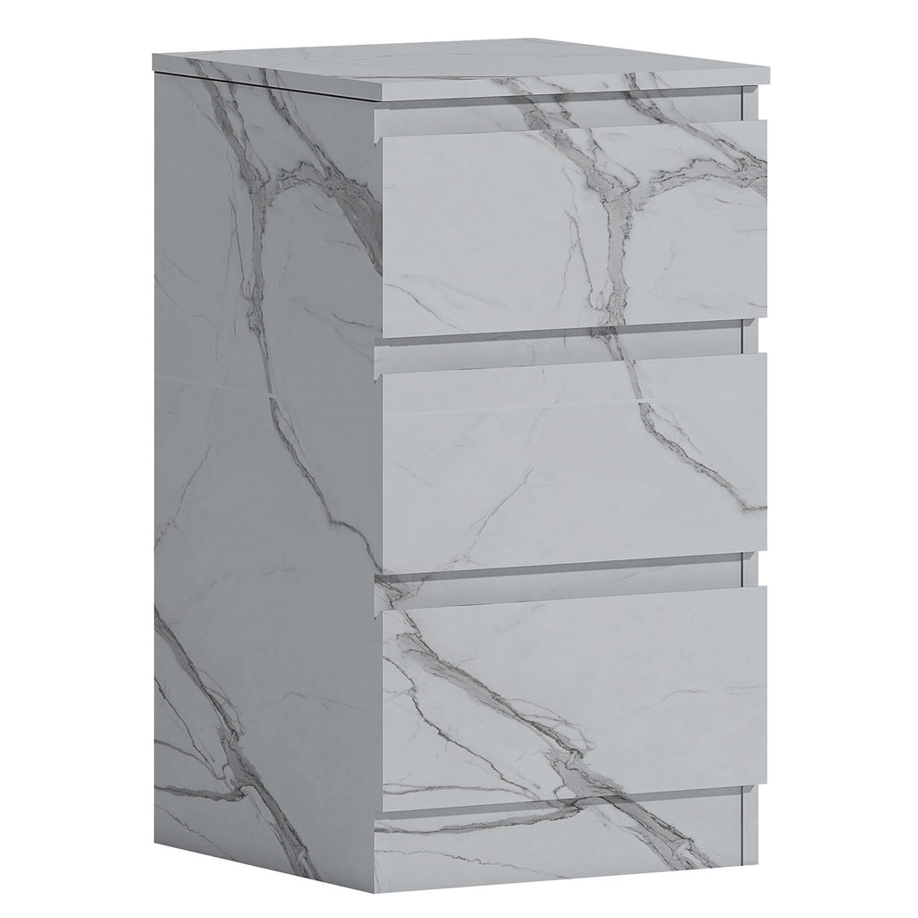 ZITA Bedroom Furniture Range Wardrobe Chest Bedside in White Marble Effect