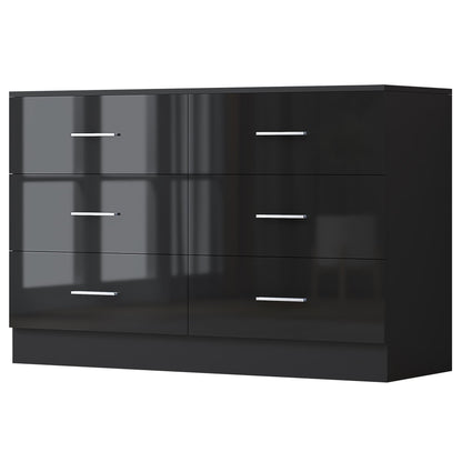 REFLECT Gloss Bedroom Furniture Wide 6 Drawer Chest of Drawers - 4 Colour Option