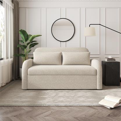 NOMA 2-Seater Boucle Pull Out Sofa Bed with Matching Cushions - Beige