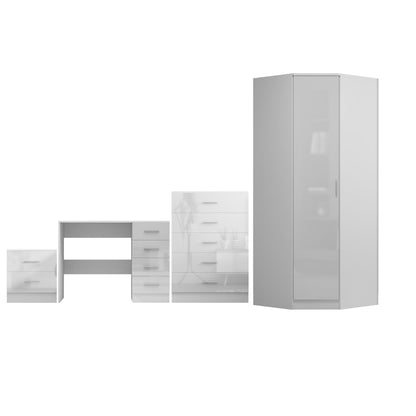 REFLECT 1dr Corner Bedroom Furniture Bundles Chest, Bedsides, Desks - 4 Colours