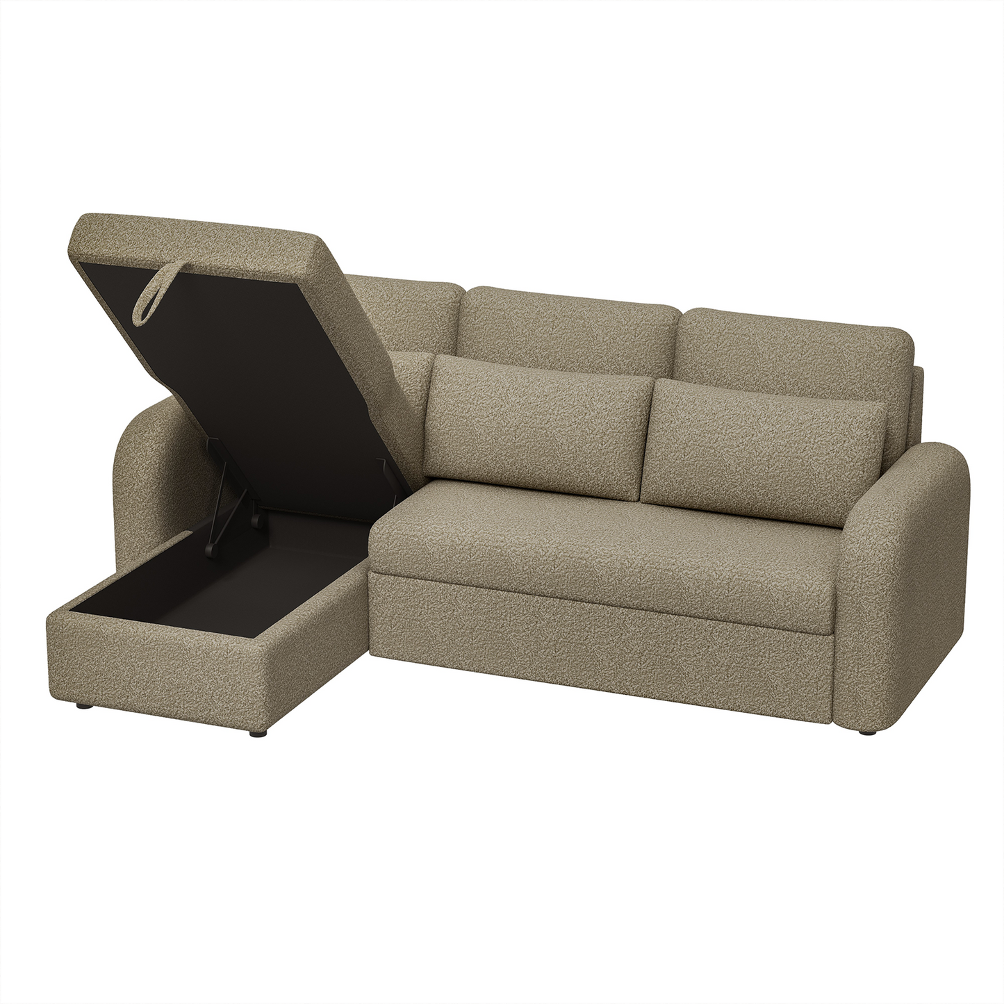 FLYN - 3 Seater L Shape Corner Sofabed in Teddy Boucle TAUPE