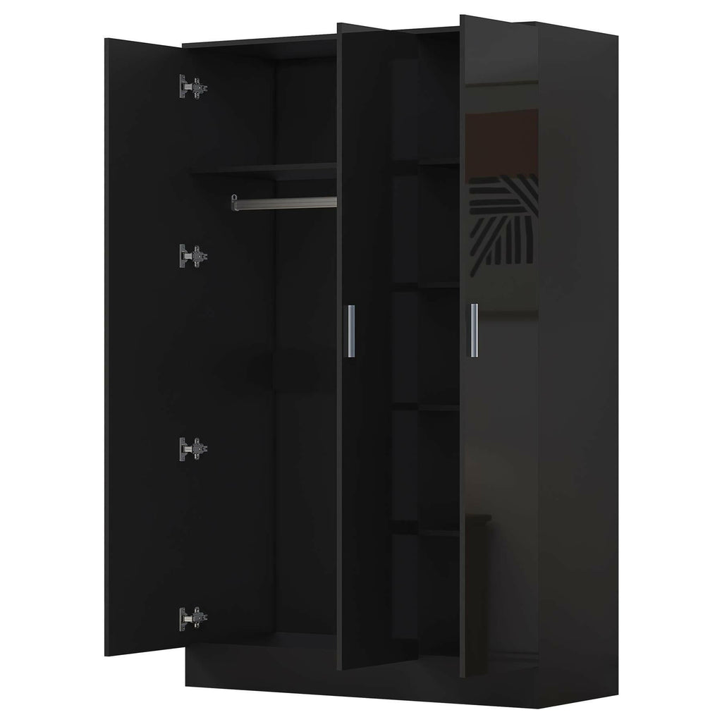 2 door wardrobe black