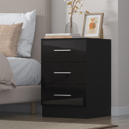 REFLECT High Gloss Bedroom Furniture Wardrobe Chest Bedside Desk Option in Black