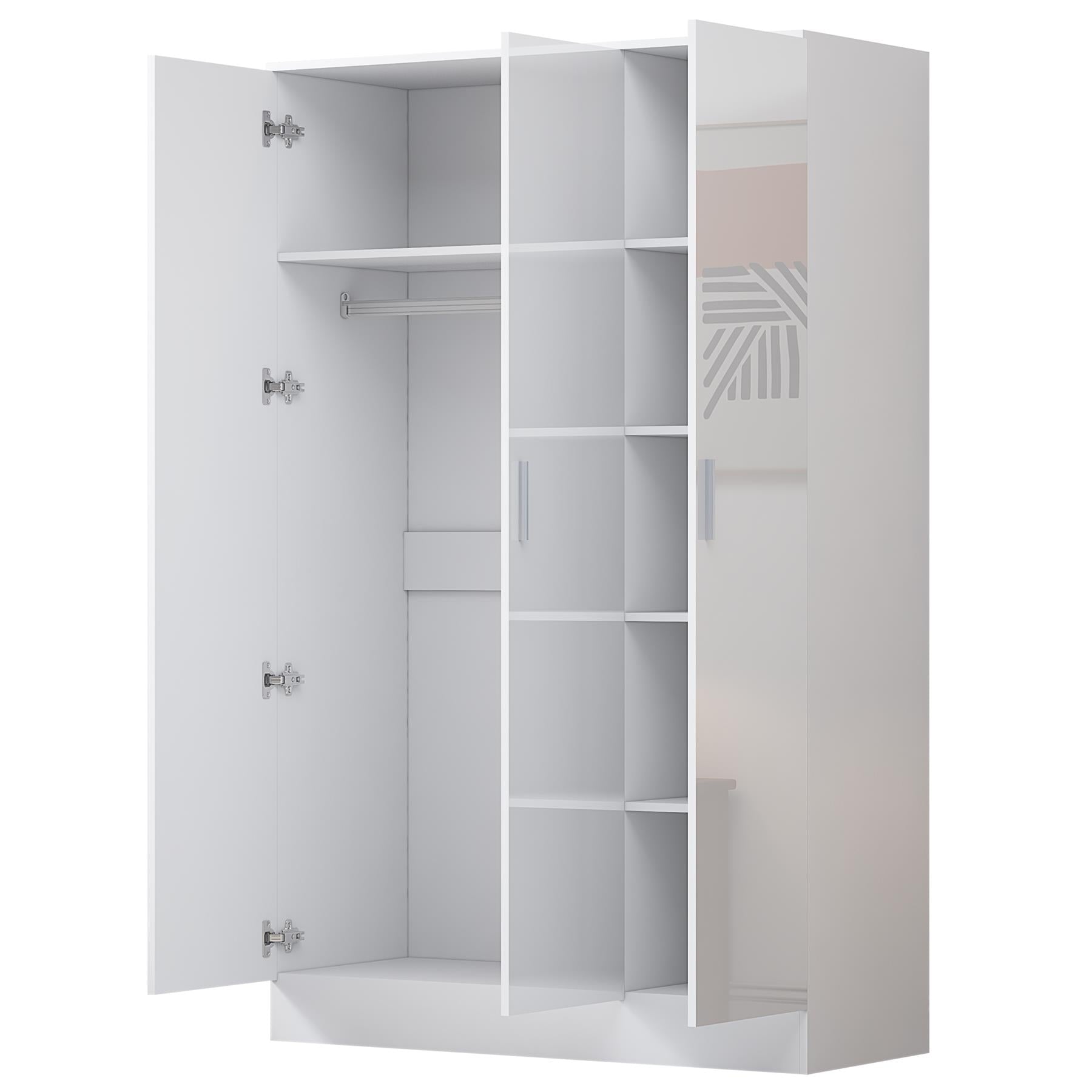 REFLECT High Gloss Bedroom Furniture Wardrobe Chest Bedside Desk Option in White