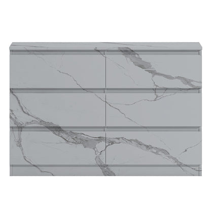 ZITA White Marble Effect 6 Drawer Chest - Wide Storage Unit, Stylish Bedroom Storage