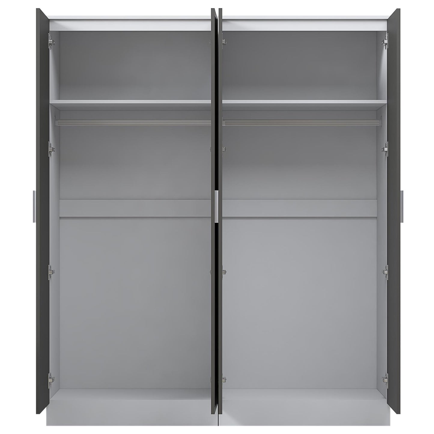 Reflect 2x 2 Door Plain Wardrobe Bundle - Grey Gloss & Matt White - Hanging Rails & Shelves - Modern Sleek Design