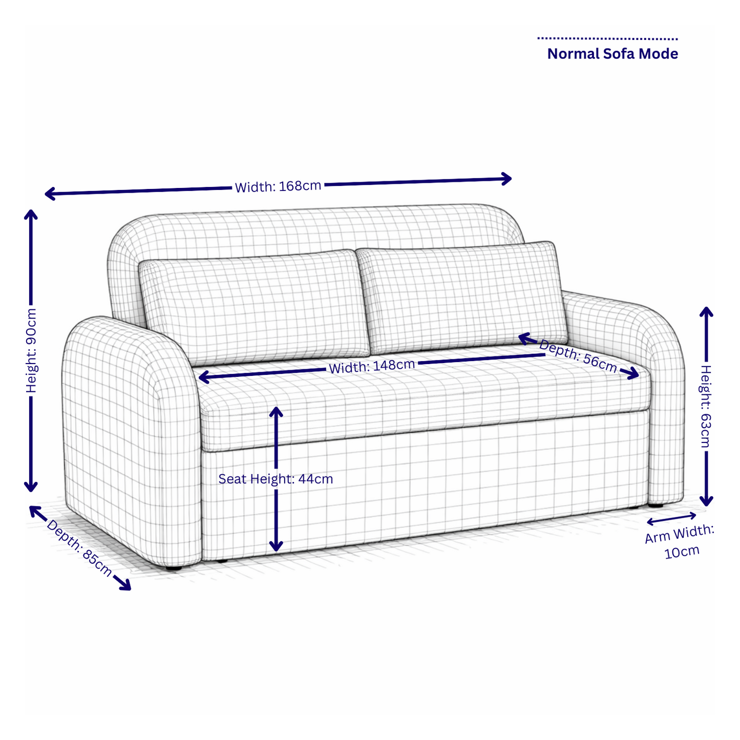 NOMA 2-Seater Boucle Pull Out Sofa Bed with Matching Cushions - Black