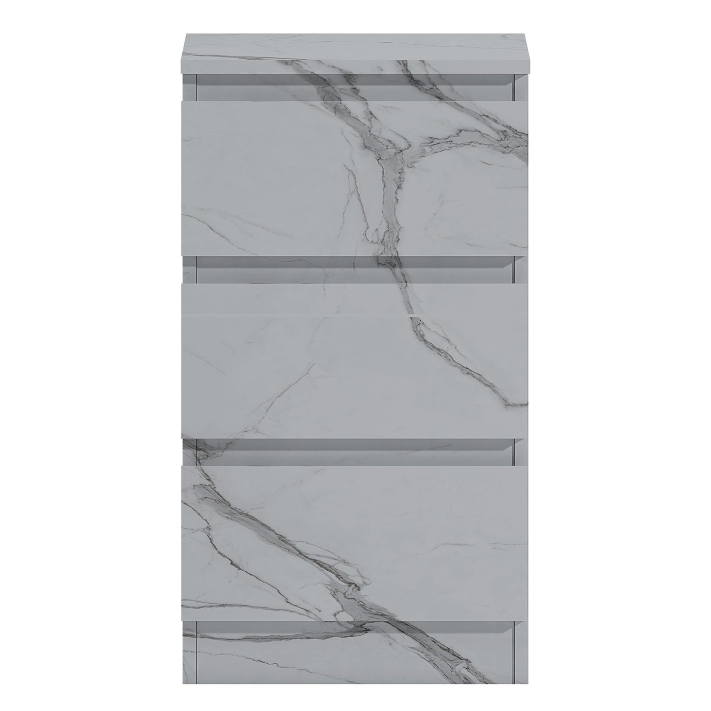 ZITA White Marble Effect 3 Drawer Bedside Table - Modern Nightstand, Stylish Bedroom Furniture