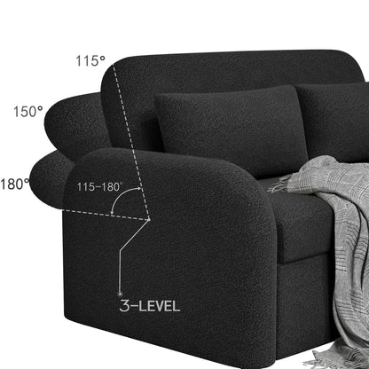 NOMA 2-Seater Boucle Pull Out Sofa Bed with Matching Cushions - Black