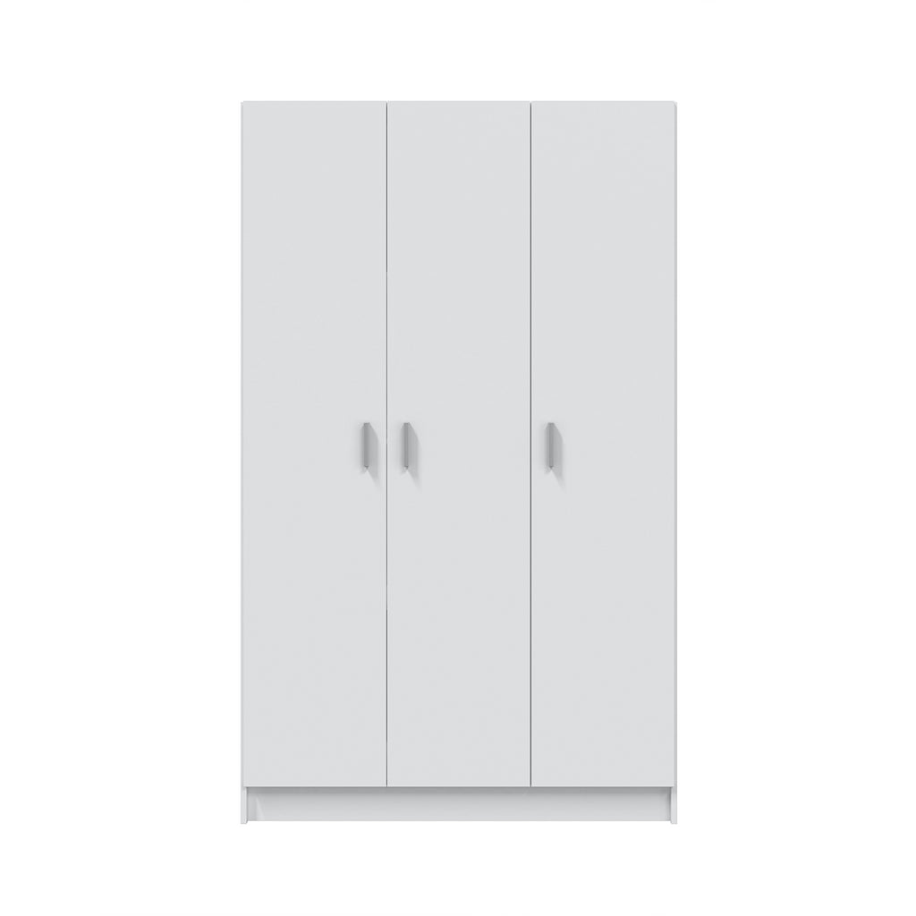 VITA White 3 Door Broom Cupboard - Modular Kitchen & Utility Room Cleaning Storage Cabinet