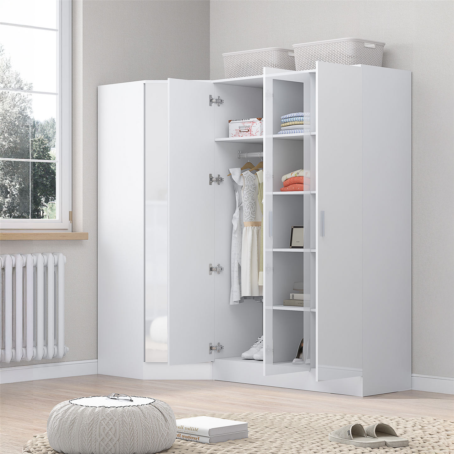REFLECT 1dr Corner Bedroom Furniture Bundles Chest, Bedsides, Desks - 4 Colours