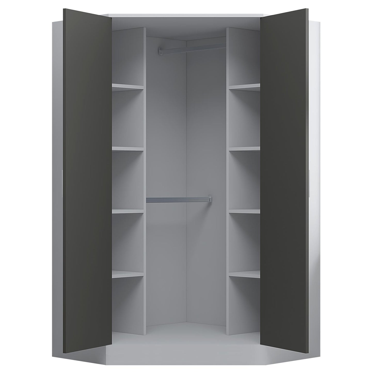 Reflect 2pc Wardrobe Bundle - 2 Door Corner + 2 Door Mirror - Grey Gloss & Matt White