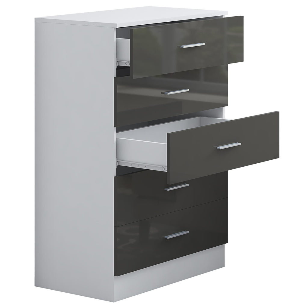 REFLECT Gloss Bedroom Furniture Wardrobe Chest Bedside Desk - 4 Colour Options