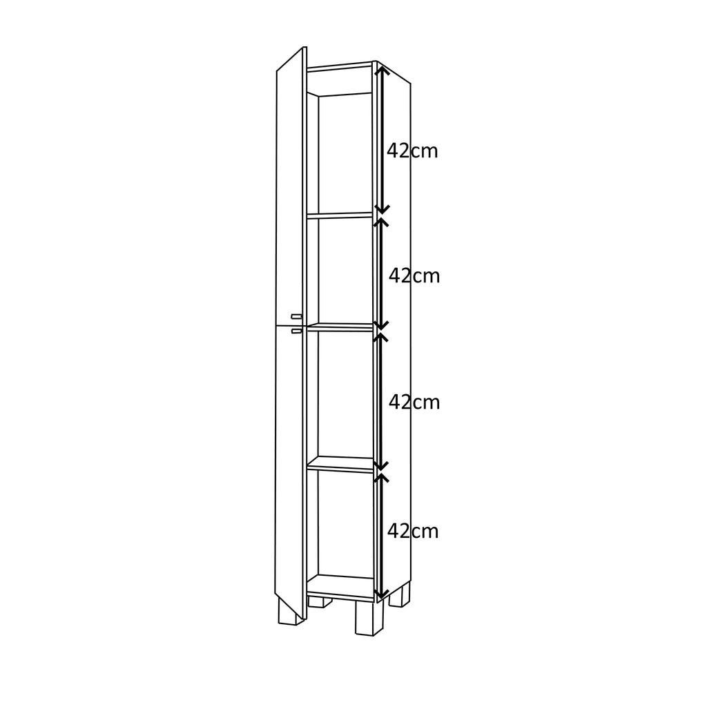 Baltic White Tall 2 Door Bathroom Storage Cabinet - Organiser for Toiletries & Towels - H: 182cm x W: 30cm x D: 25cm.