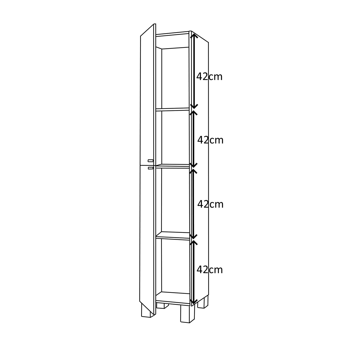 Baltic White Tall 2 Door Bathroom Storage Cabinet - Organiser for Toiletries & Towels - H: 182cm x W: 30cm x D: 25cm.