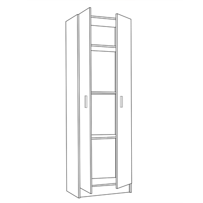 Vita Oak 2 Door 4 Shelf Kitchen Utility Room Cabinet - Modular Cleaning Storage