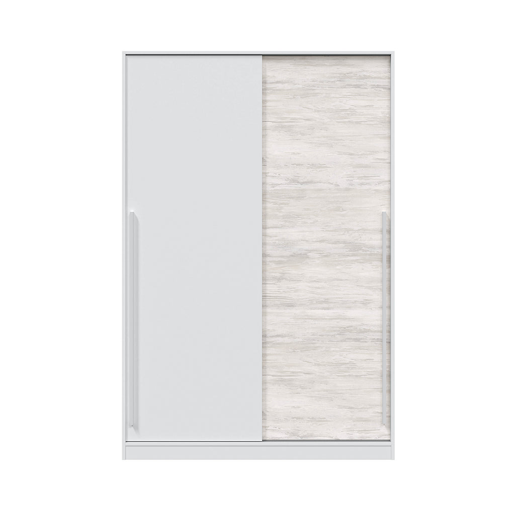 TOP 2 Door Large Modern Sliding Bedroom Wardrobe - White & Light Oak Finish