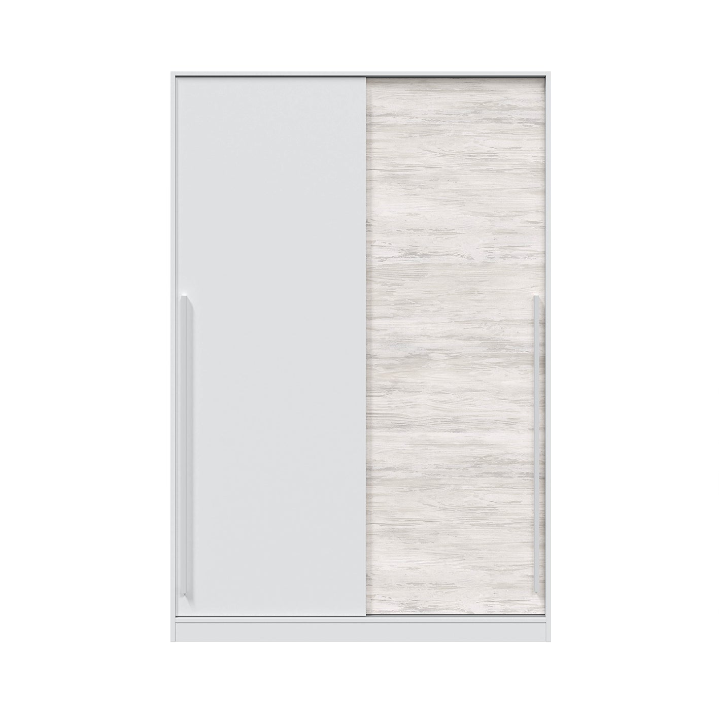 TOP 2 Door Large Modern Sliding Bedroom Wardrobe - White & Light Oak Finish