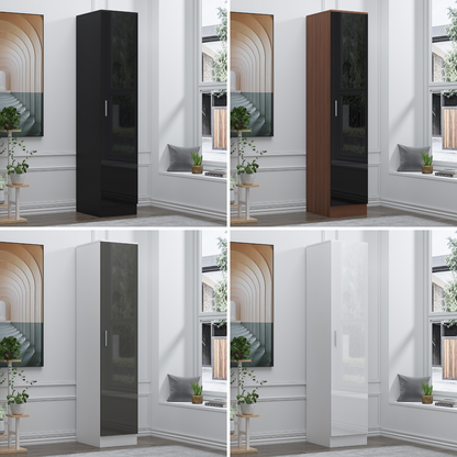 REFLECT Gloss Bedroom Furniture 1 Door Plain Wardrobe - 4 Colour Options