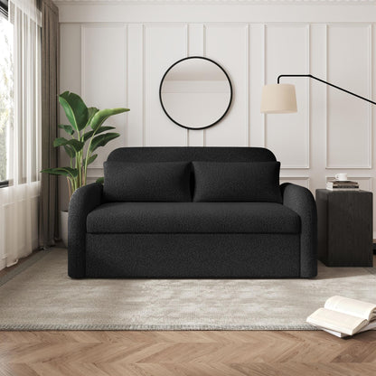 NOMA 2-Seater Boucle Pull Out Sofa Bed with Matching Cushions - Black
