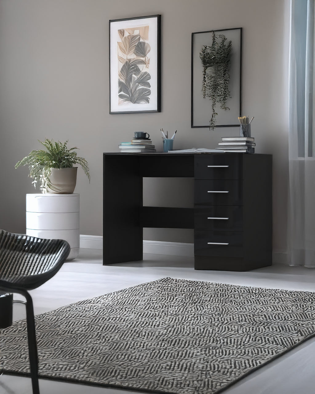 REFLECT Gloss Bedroom Furniture 4 Drawer Dressing Table Desk - 4 Colour Options