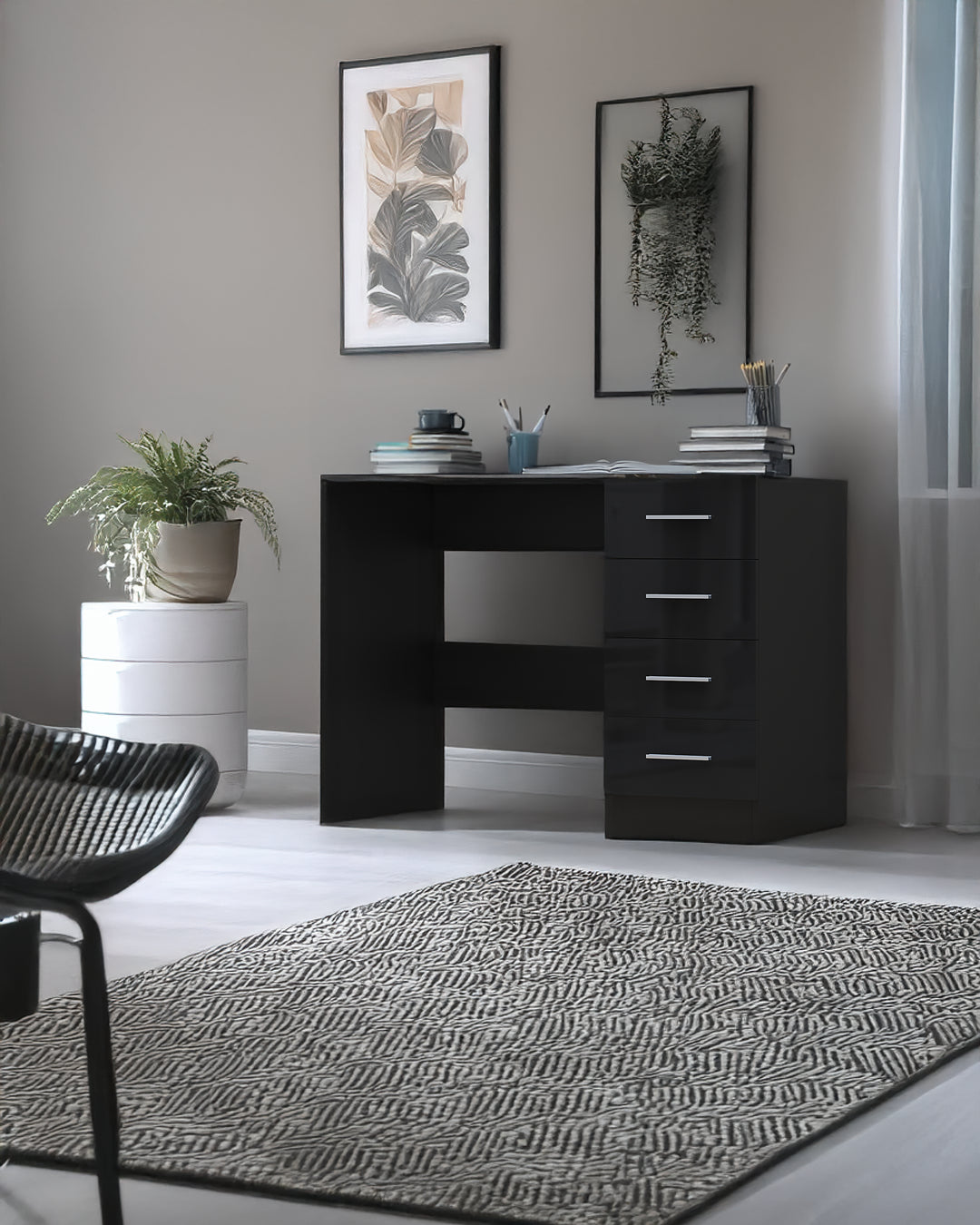 REFLECT Gloss Bedroom Furniture 4 Drawer Dressing Table Desk - 4 Colour Options