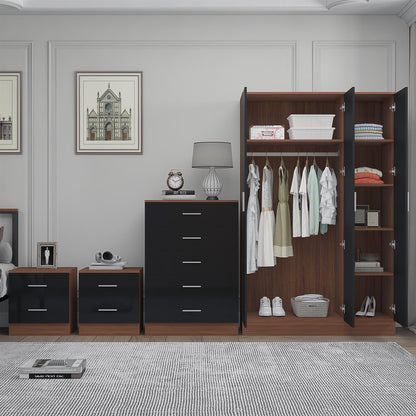 REFLECT Gloss 4pc Bedroom Set - 3 Door Wardrobe + 5 Draw Chest + 2 Bedsides
