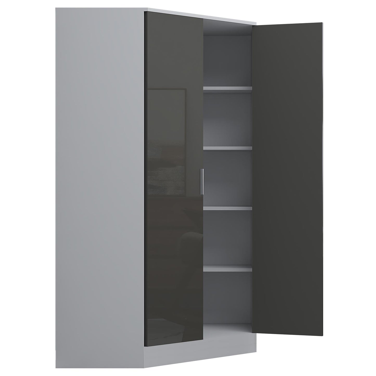 REFLECT Gloss 5 Door Wardrobe Bundle - 2 Door Corner + 3 Door Mirror Bedroom Set