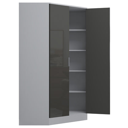 Reflect 2pc Wardrobe Bundle - 2 Door Corner + 3 Door Mirror - Grey Gloss & Matt White