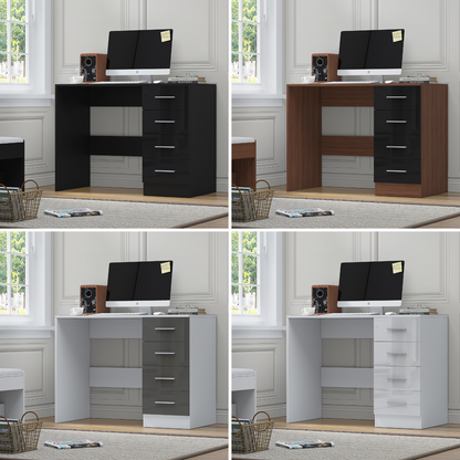REFLECT Gloss Bedroom Furniture 4 Drawer Dressing Table Desk - 4 Colour Options