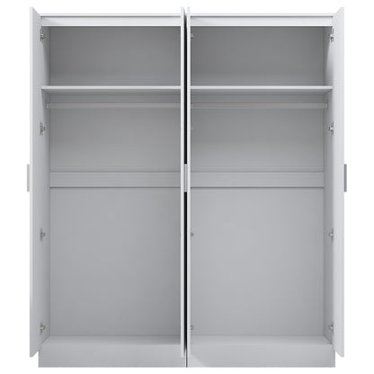 Reflect 2x 2 Door Plain Wardrobe Bundle - White Gloss & Matt White - Hanging Rails & Shelves - Modern Sleek Design