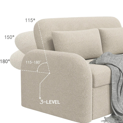NOMA 2-Seater Boucle Pull Out Sofa Bed with Matching Cushions - Beige