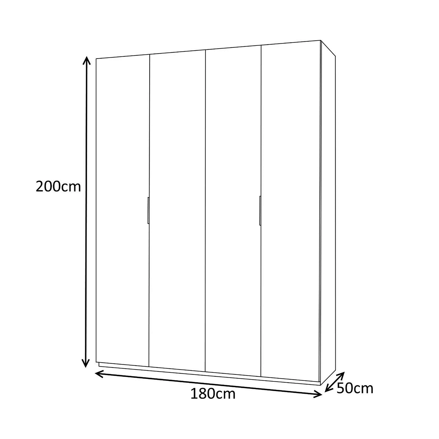 MAX 180cm Wide Satin White Wardrobe 4 Door Storage Unit