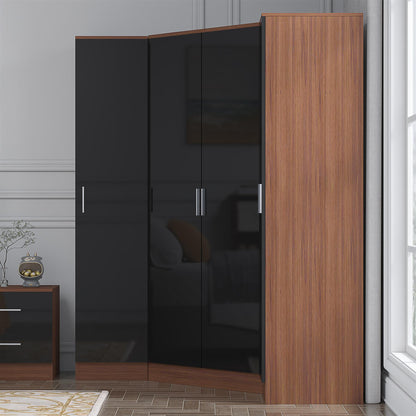 REFLECT Gloss 4 Door Corner Wardrobe Bundle Inc Corner + 2x 1 Door Wardrobes Set