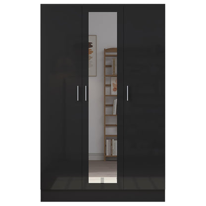 Reflect 2pc Wardrobe Bundle - 2 Door Corner + 3 Door Mirror - Black Gloss & Black Oak