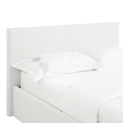 LUNA Faux Leather Gas Lift Ottoman Storage Bedframe in White with 4 Size Options