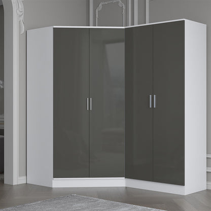 REFLECT Gloss 4 Door Wardrobe Bundle Inc 2 Door Corner + 2 Door Bedroom Set