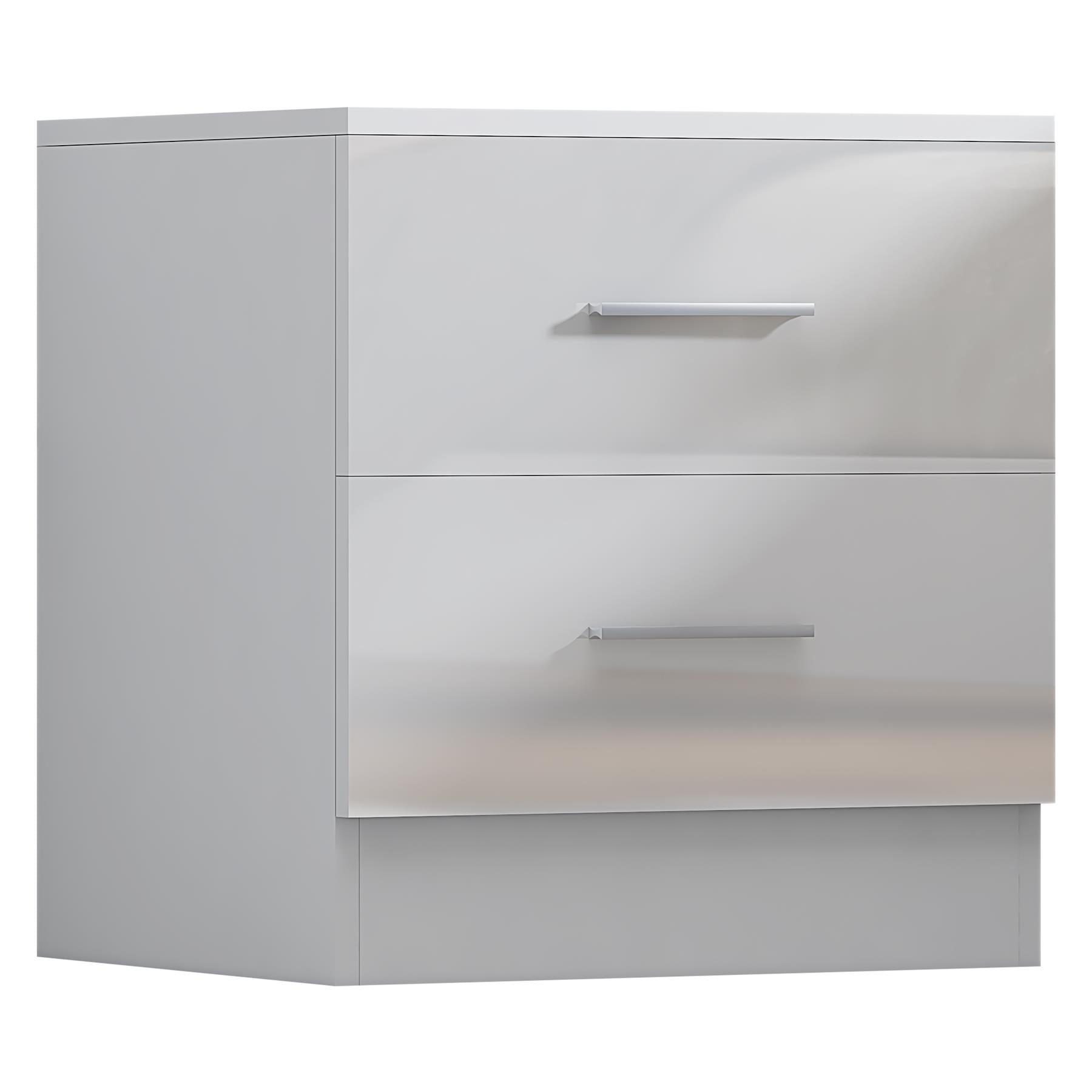 REFLECT Gloss 4pc Bedroom Set - 2 Door Wardrobe + 5 Draw Chest + Bedside + Desk