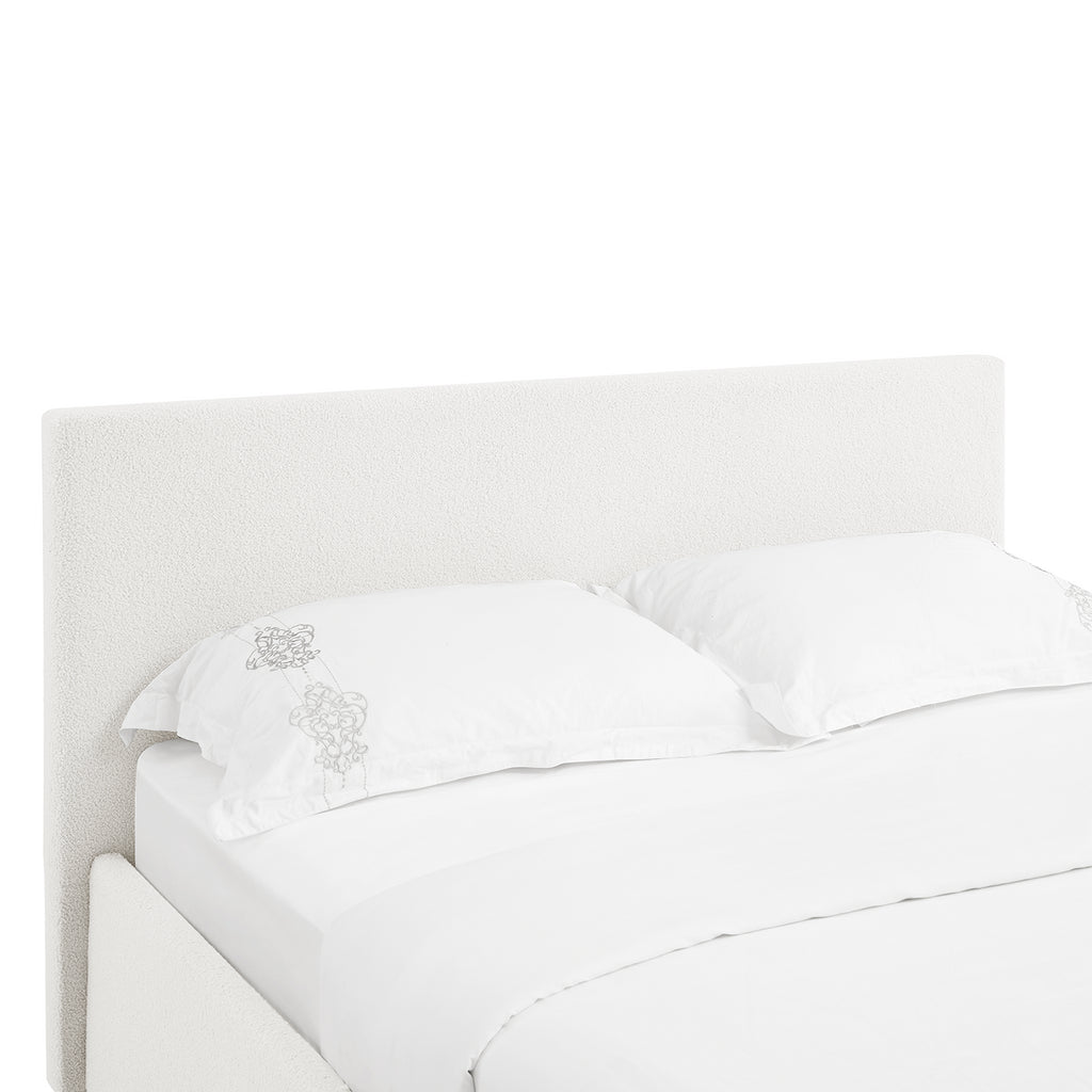 TEDDY BOUCLE 5FT King Gas Lift Up Ottoman Storage Bedframe (H: 113cm x W: 170cm x L: 220cm) (White)