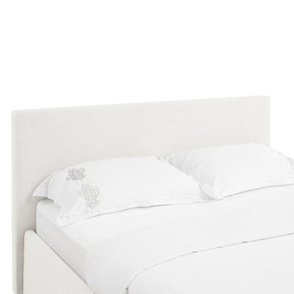 TEDDY Boucle Gas Lift Ottoman Storage Bedframe in White with 4 Size Options
