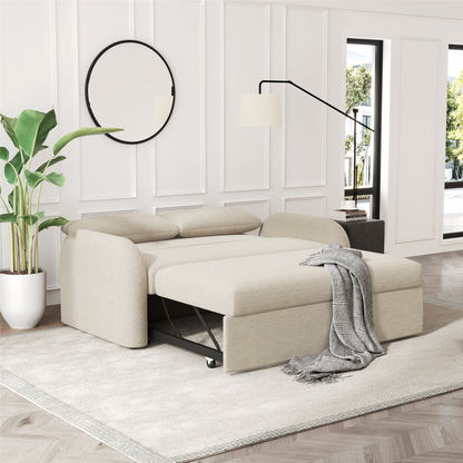 NOMA 2-Seater Boucle Pull Out Sofa Bed with Matching Cushions - Beige