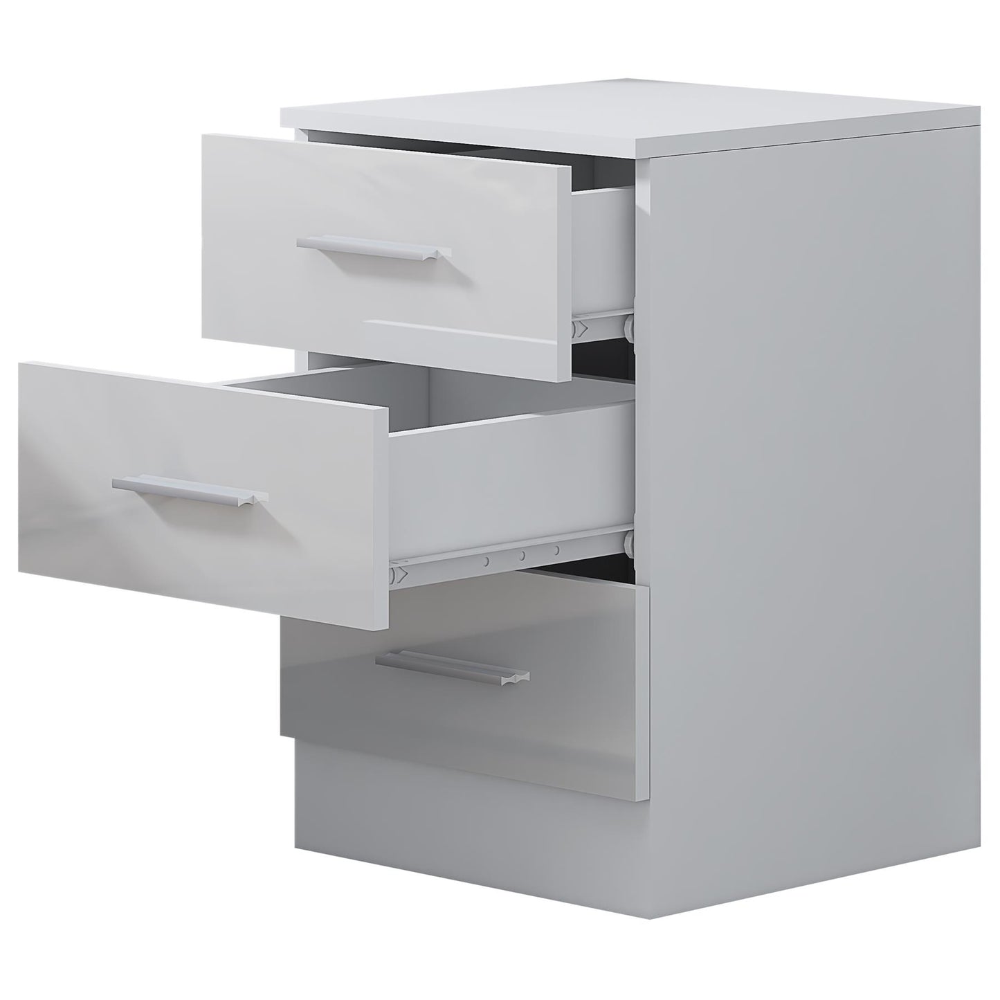 Reflect 3 Drawer Bedside Bundle (2x) - White Gloss & Matt White - Modern Bedside